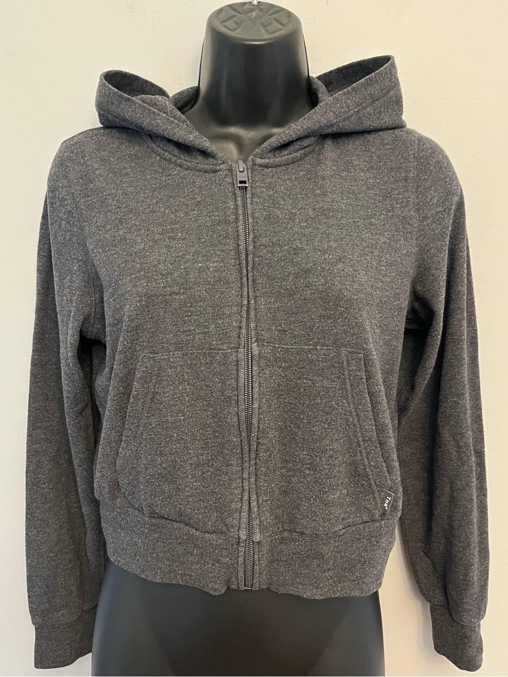 TNA Cropped Grey Full Zip Hoodie, Size Medium